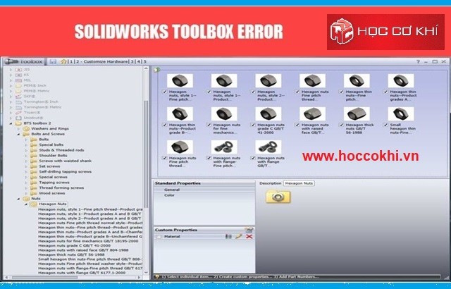 Khắc phục lỗi Toolbox trong Solidworks